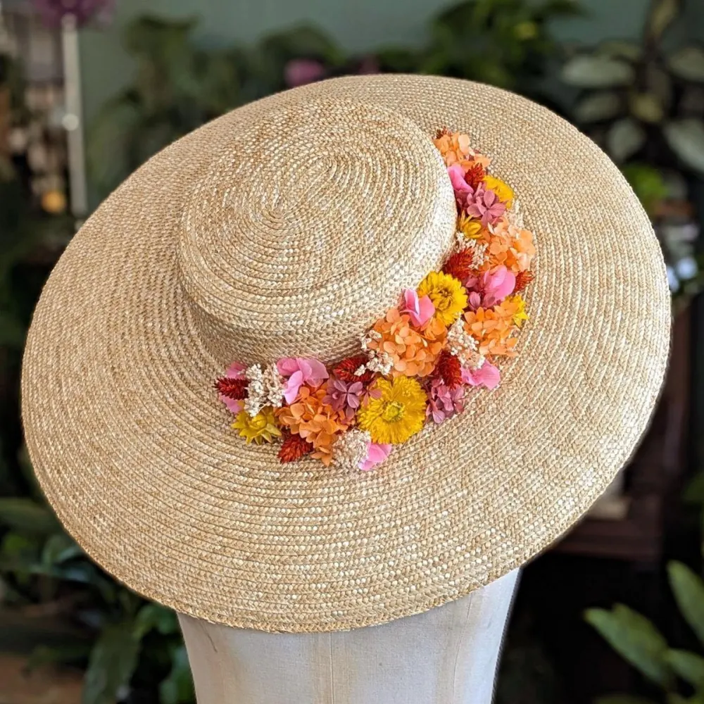 Chapeau de paille fleuri